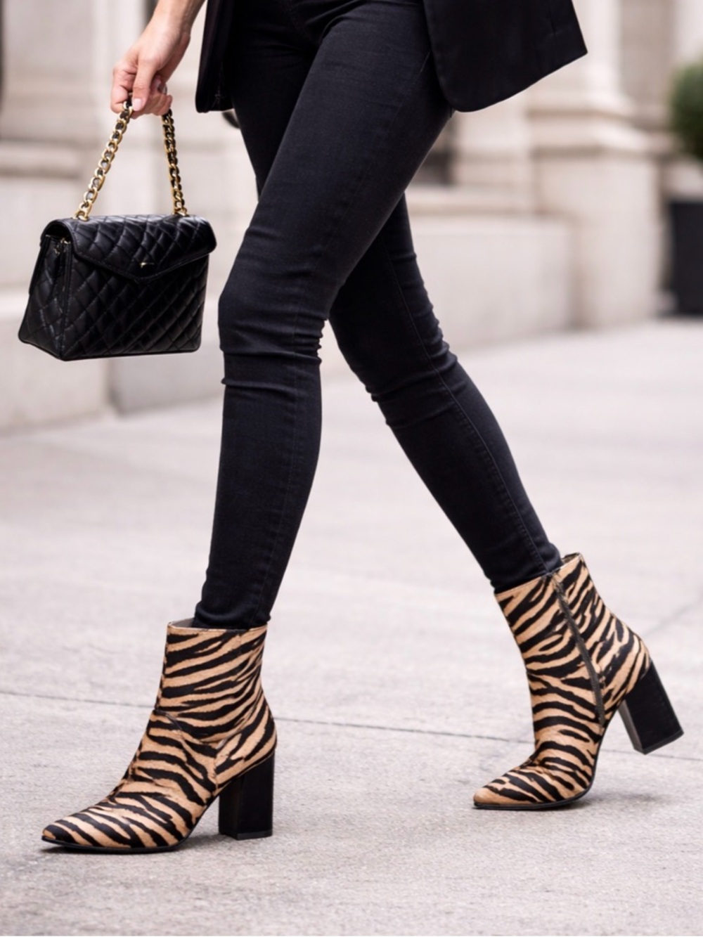 Vince Camuto Zebra-Print Ankle Boots - Black & Tan
